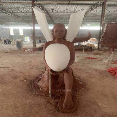 仿铜玻璃钢雕塑 广西楼盘装饰的艺术瑰宝与天使人物塑造